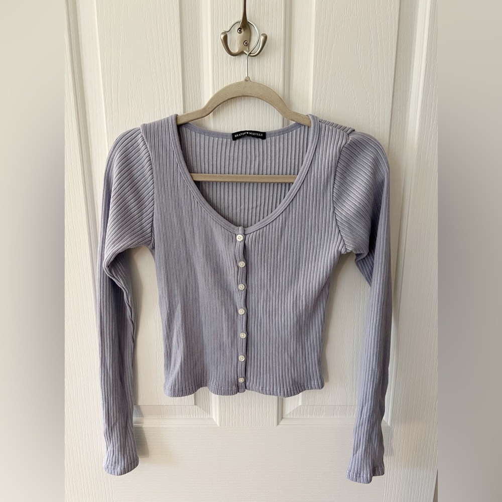Brandy Melville Purple Ribbed Shirt